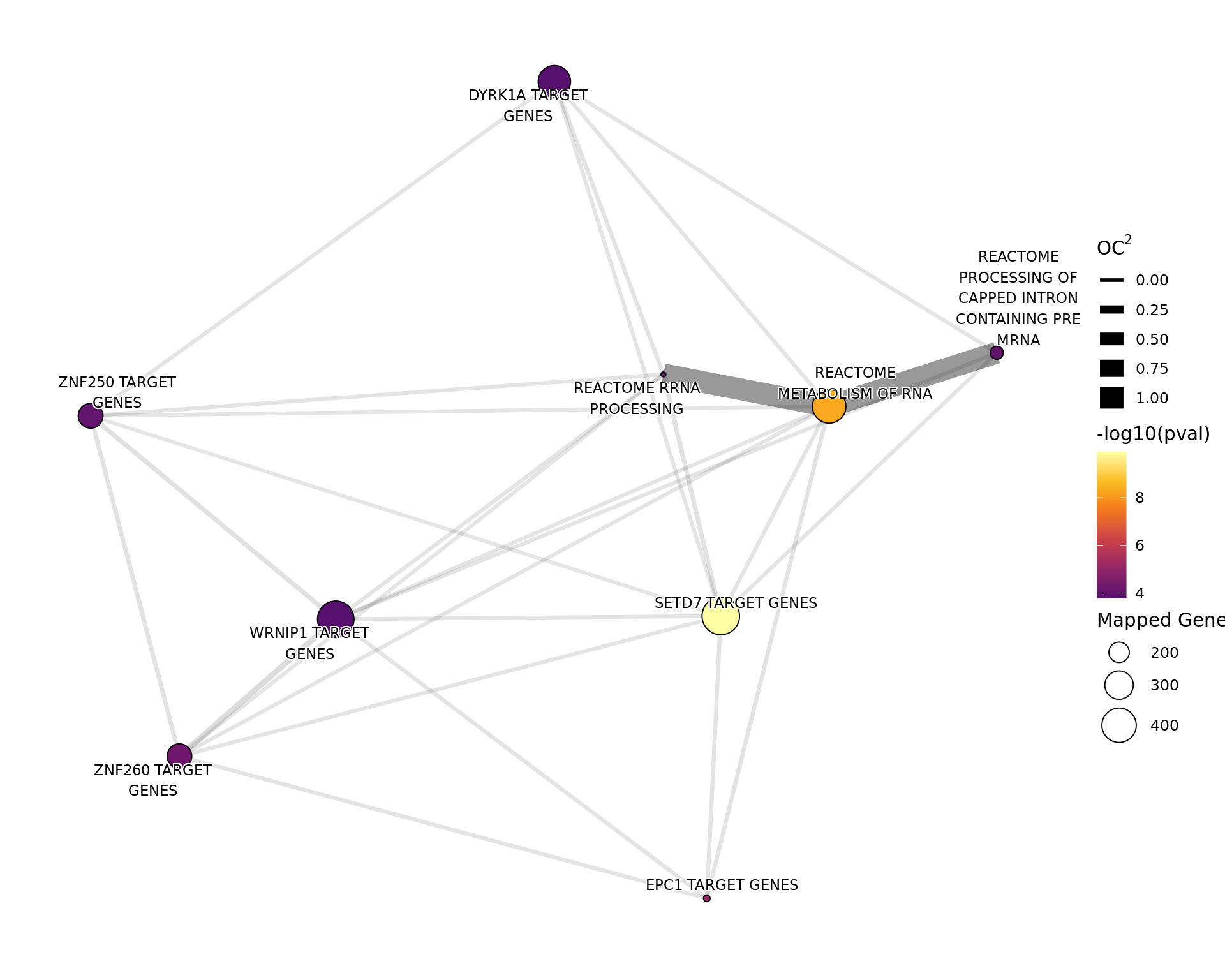 *Network plot showing all gene-sets enriched amongst the overall set of sites with a binding site for __H3K27ac only__.*